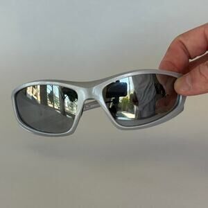 Y2K Vintage Silver Sunglasses Slim Rectangle Unisex UVA UVB Protection New